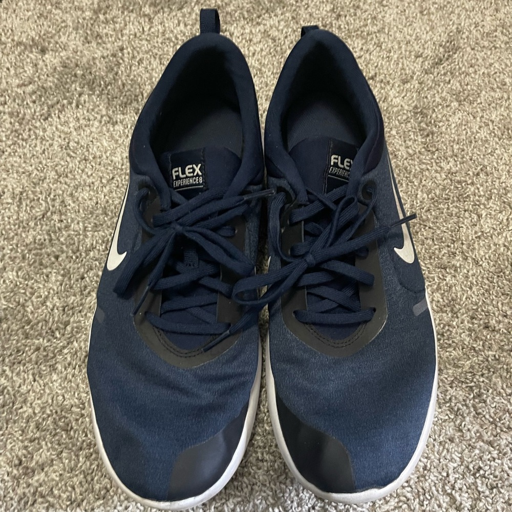 Nike Blue and White Flex Experience 8 Shoes with Minimalist Design Sz 12
